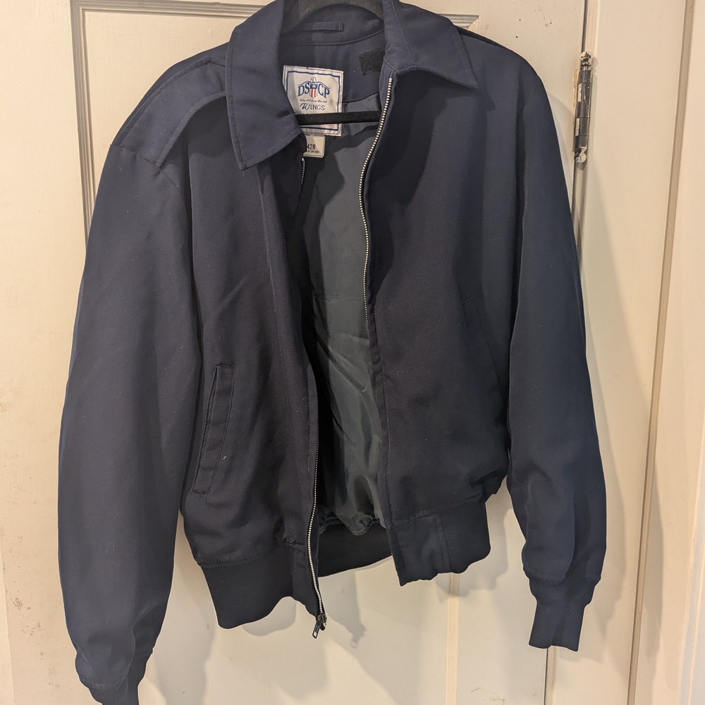 Navy Blue Bomber Jacket With Epaulets